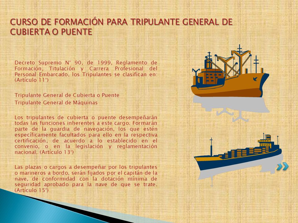 CURSO DE FORMACIÓN PARA TRIPULANTE GENERAL DE CUBIERTA O PUENTE