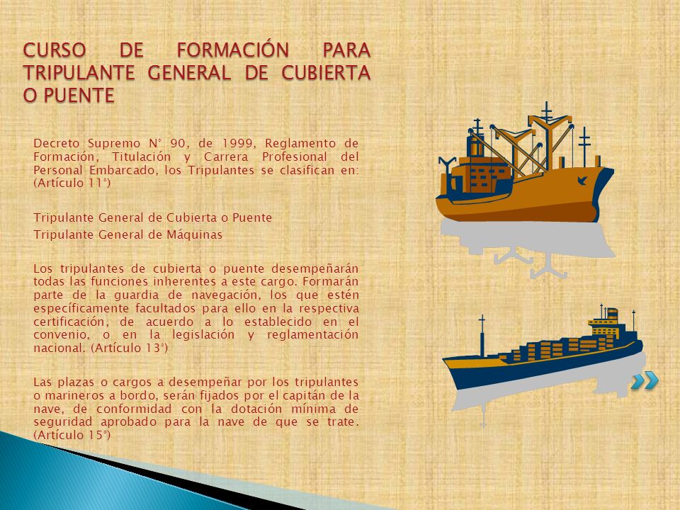 CURSO DE FORMACIÓN PARA TRIPULANTE GENERAL DE CUBIERTA O PUENTE