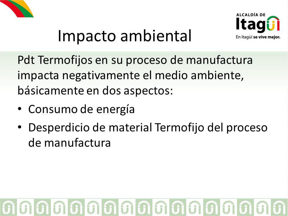Impacto ambiental Pdt Termofijos en su proceso de manufactura impacta negativamente el medio ambiente, básicamente en dos aspectos: