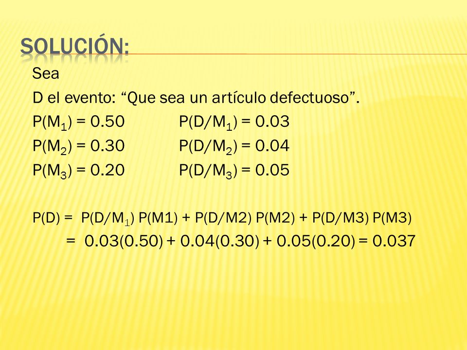 Solución: Sea D el evento: Que sea un artículo defectuoso .