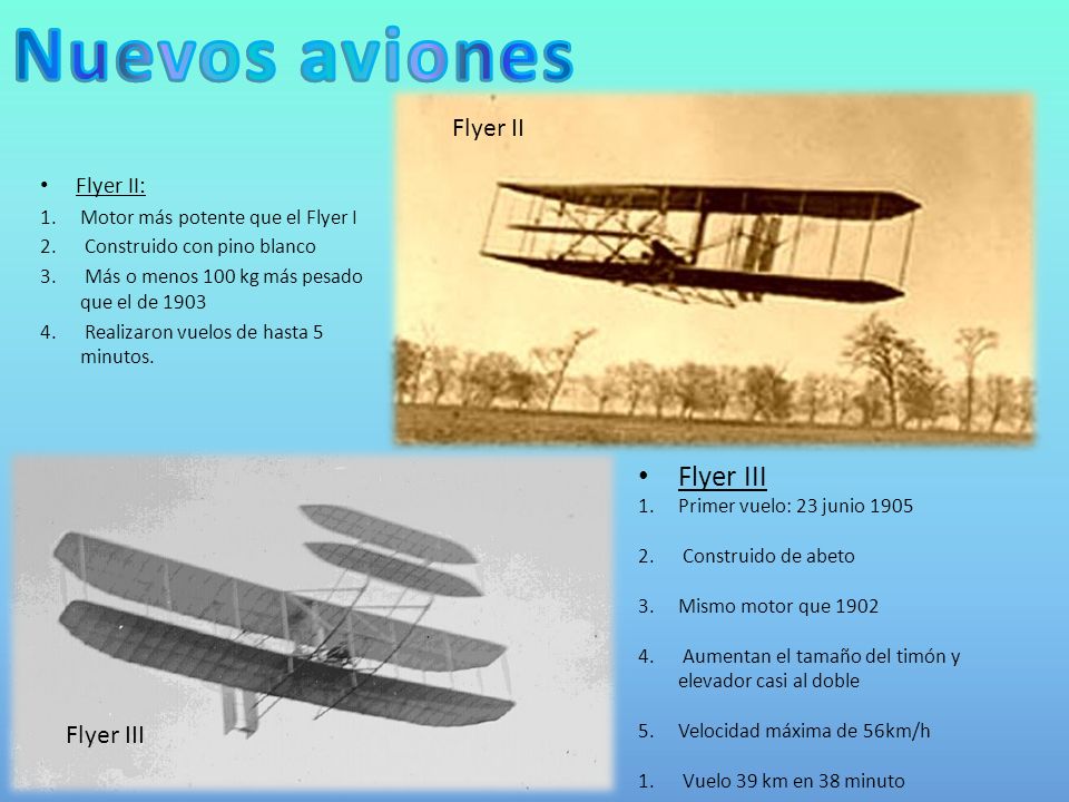 Nuevos aviones Flyer III Flyer II Flyer III Flyer II: