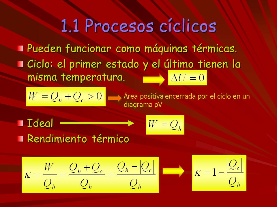 1.1 Procesos cíclicos Pueden funcionar como máquinas térmicas.