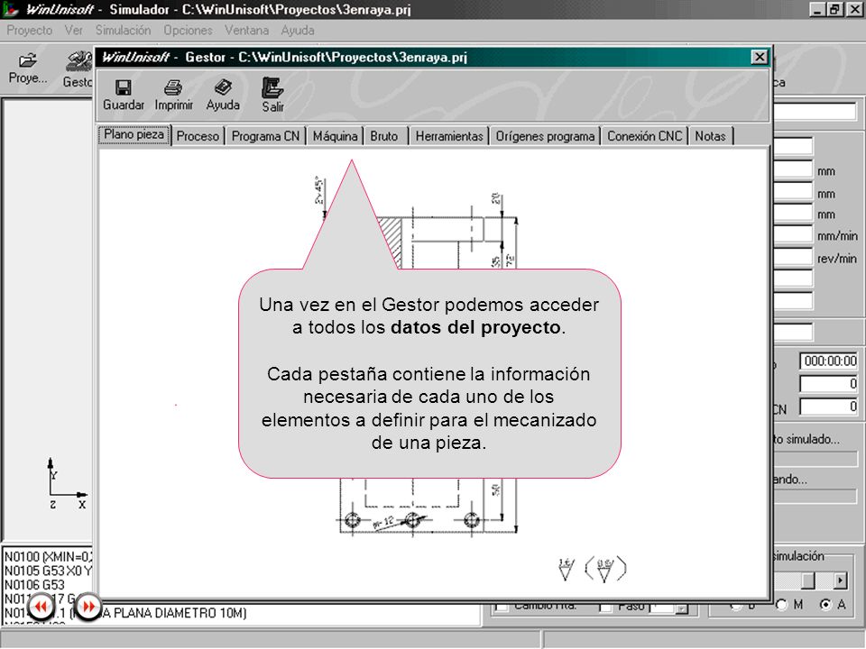 Una vez en el Gestor podemos acceder a todos los datos del proyecto.