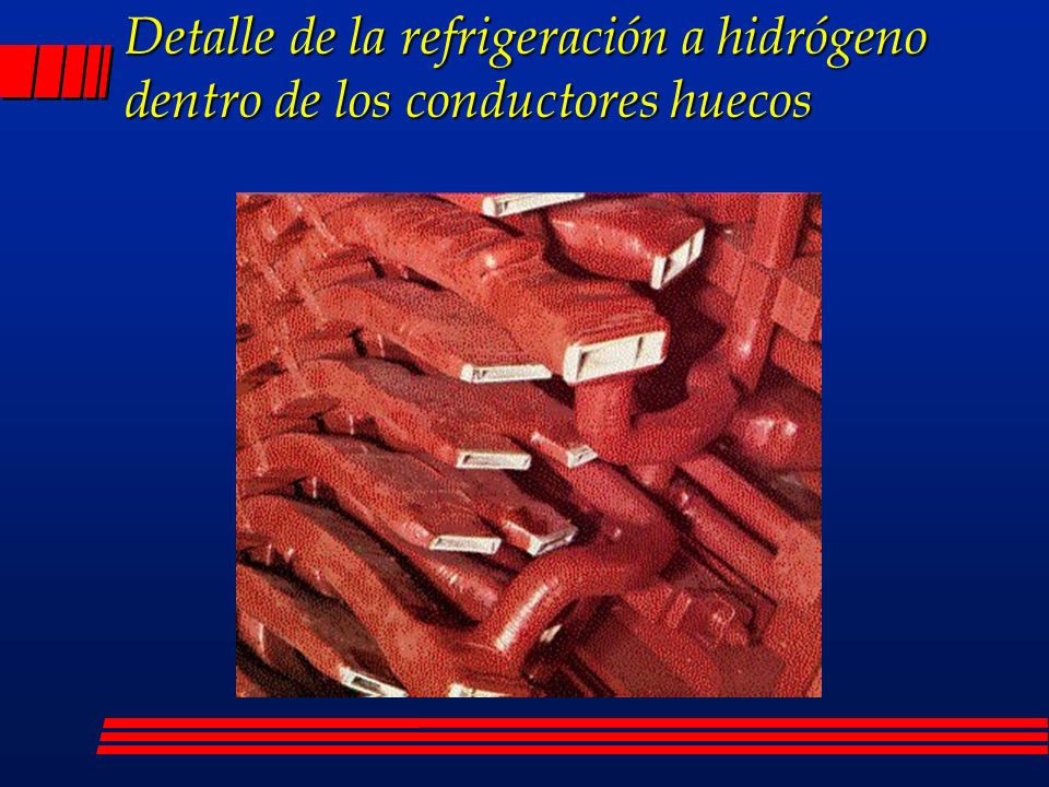 Detalle de la refrigeración a hidrógeno dentro de los conductores huecos