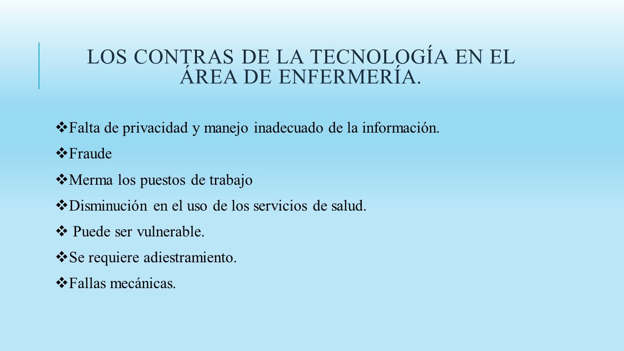 Los contras de la tecnología en el área de enfermería.