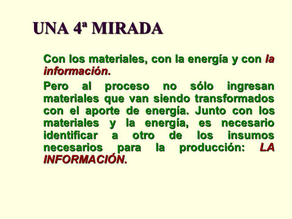 UNA 4ª MIRADA Con los materiales, con la energía y con la información.