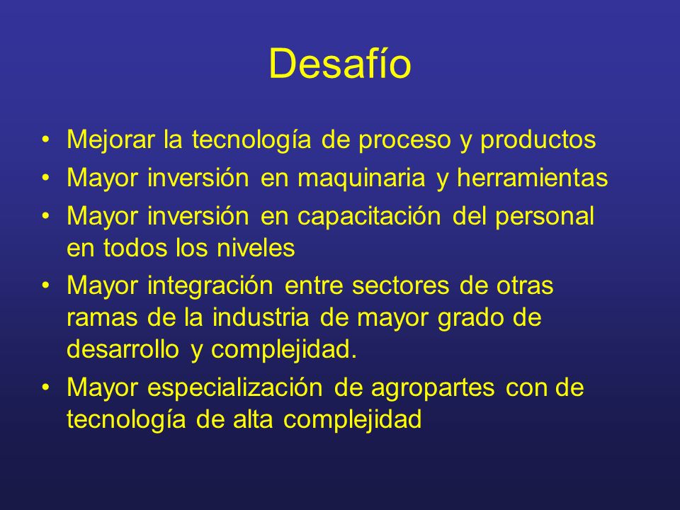 Desafío Mejorar la tecnología de proceso y productos