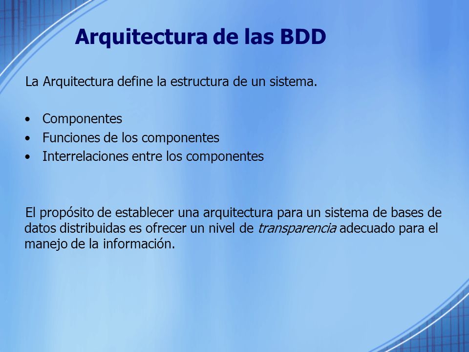 Arquitectura de las BDD