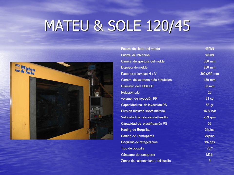 MATEU & SOLE 120/45 Fuerza de cierre del molde 450kN