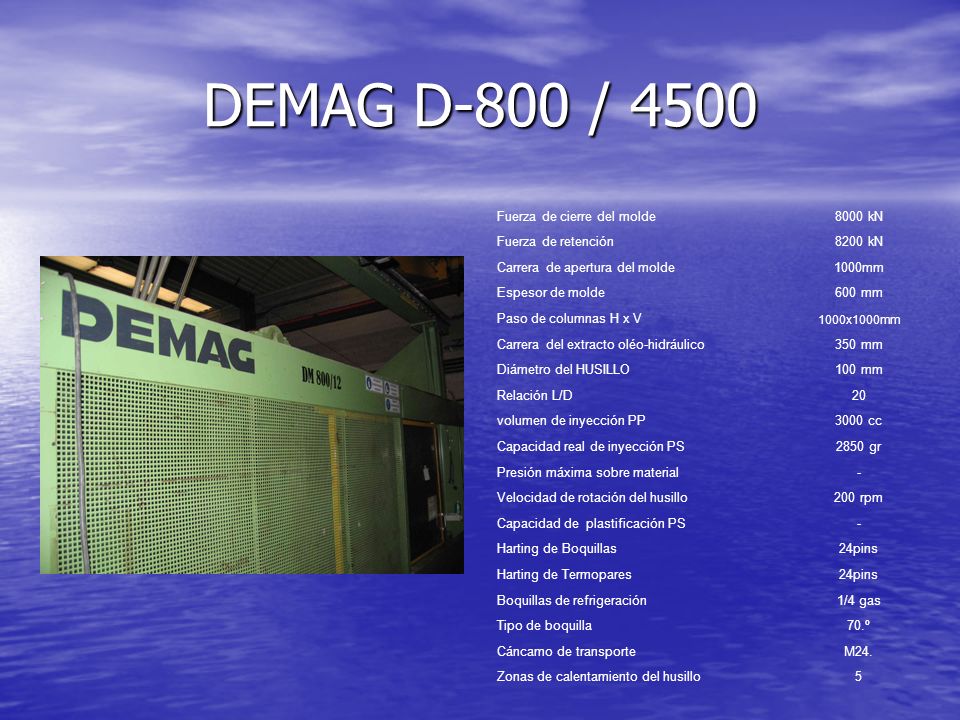 DEMAG D-800 / 4500 Fuerza de cierre del molde 8000 kN