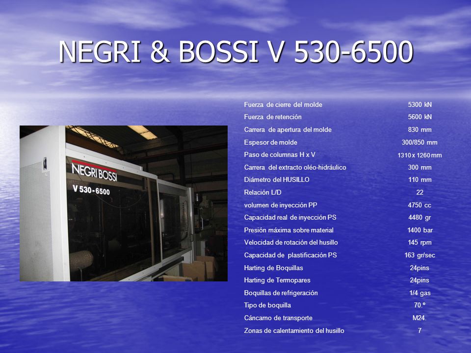NEGRI & BOSSI V Fuerza de cierre del molde 5300 kN