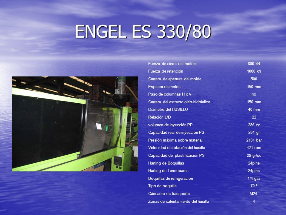 ENGEL ES 330/80 Fuerza de cierre del molde 800 kN Fuerza de retención