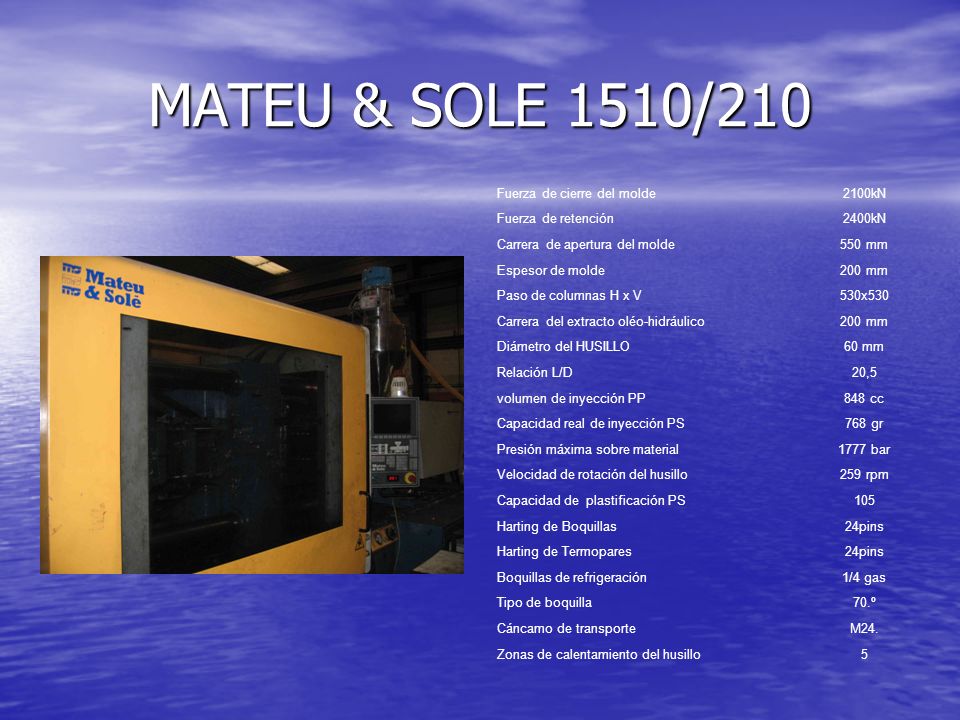 MATEU & SOLE 1510/210 Fuerza de cierre del molde 2100kN