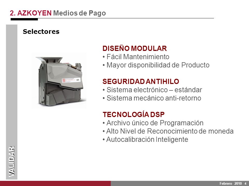 2. AZKOYEN Medios de Pago CLASIFICAR Sorter U Lineal Zeta