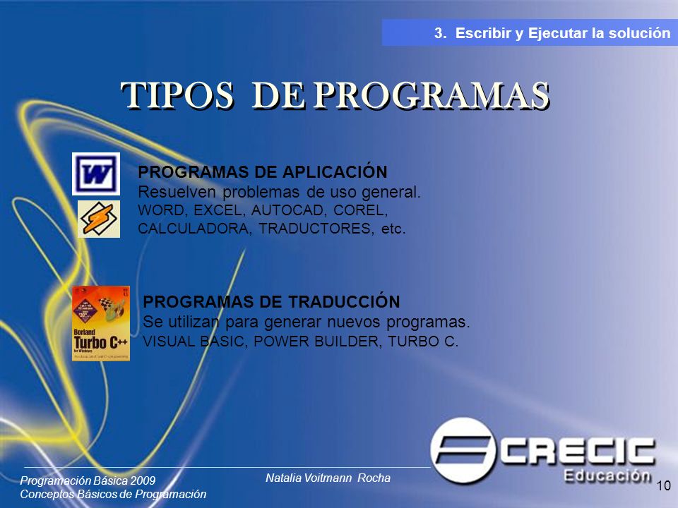 TIPOS DE PROGRAMAS PROGRAMAS DE APLICACIÓN