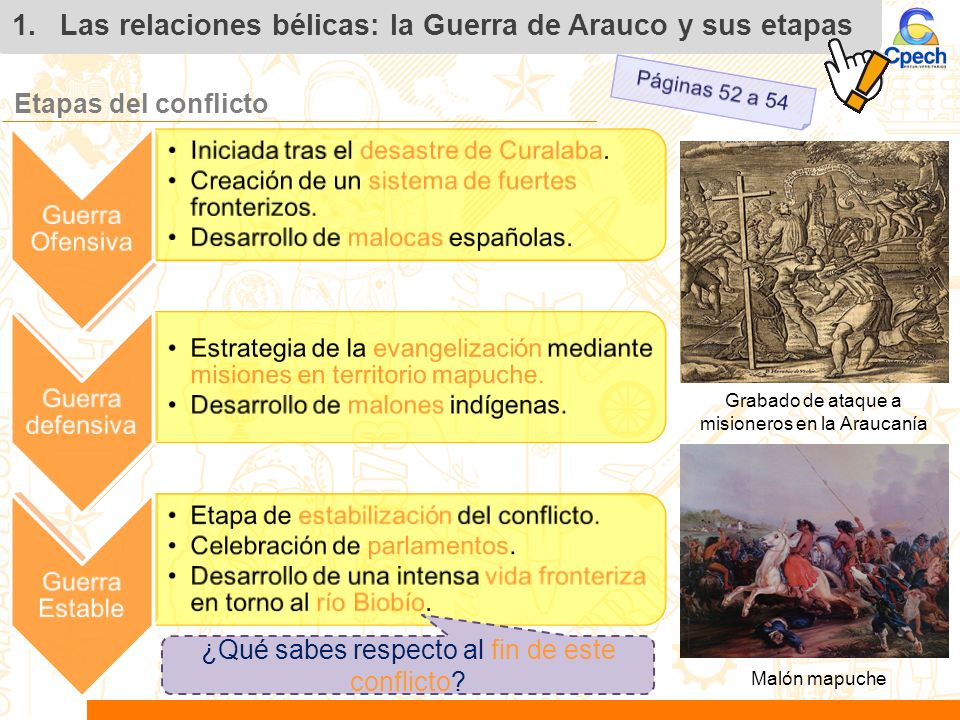 Las relaciones bélicas: la Guerra de Arauco y sus etapas