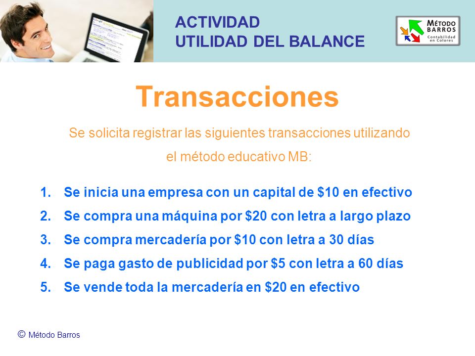 Transacciones ACTIVIDAD UTILIDAD DEL BALANCE