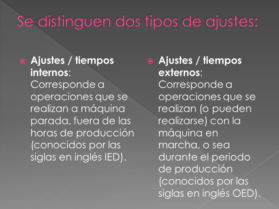 Se distinguen dos tipos de ajustes: