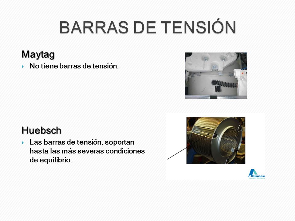 BARRAS DE TENSIÓN Maytag Huebsch No tiene barras de tensión.