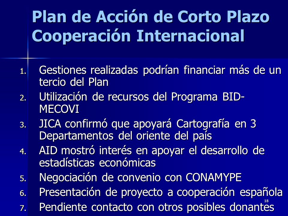 Plan de Acción de Corto Plazo Cooperación Internacional