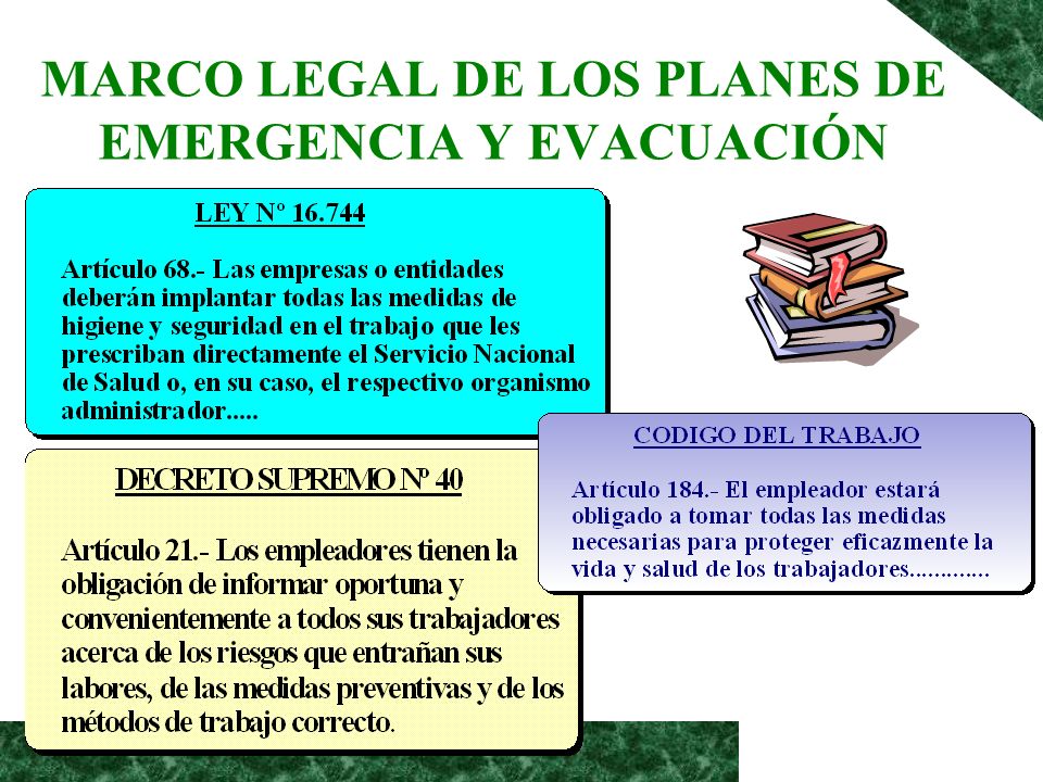 MARCO LEGAL DE LOS PLANES DE EMERGENCIA Y EVACUACIÓN
