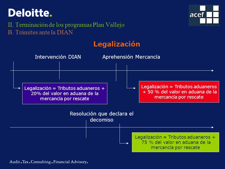 II. Terminación de los programas Plan Vallejo B. Trámites ante la DIAN