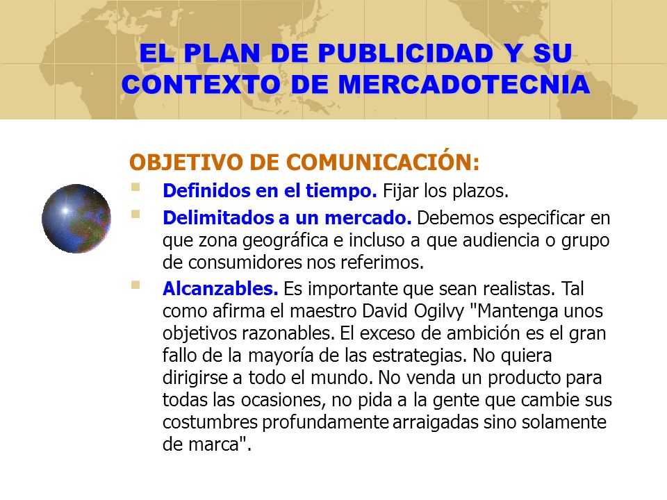 EL PLAN DE PUBLICIDAD Y SU CONTEXTO DE MERCADOTECNIA