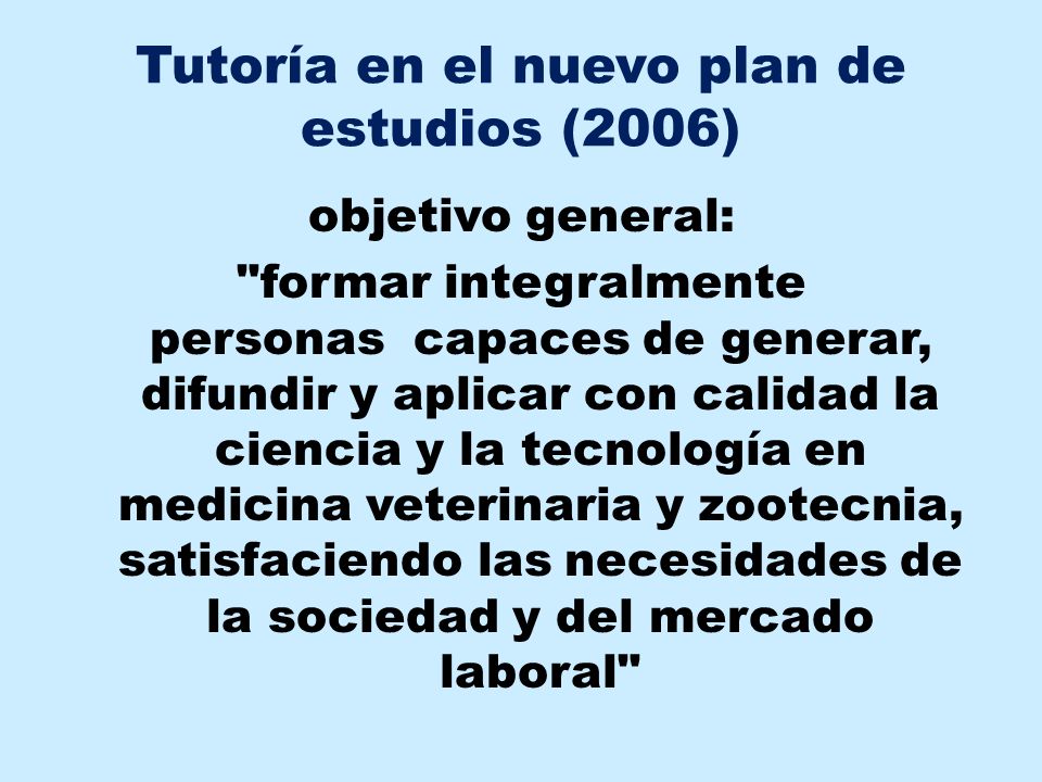 Tutoría en el nuevo plan de estudios (2006)