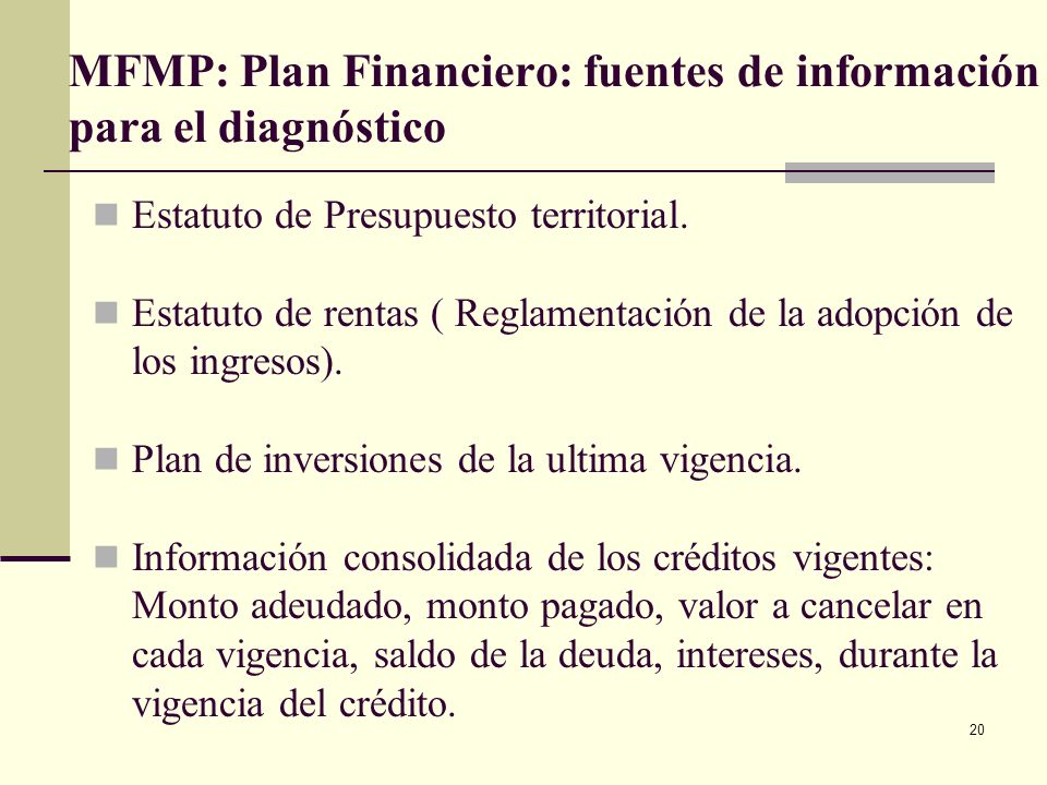 MFMP: Plan Financiero: fuentes de información para el diagnóstico