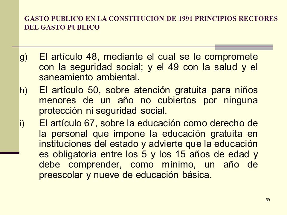 GASTO PUBLICO EN LA CONSTITUCION DE 1991 PRINCIPIOS RECTORES DEL GASTO PUBLICO