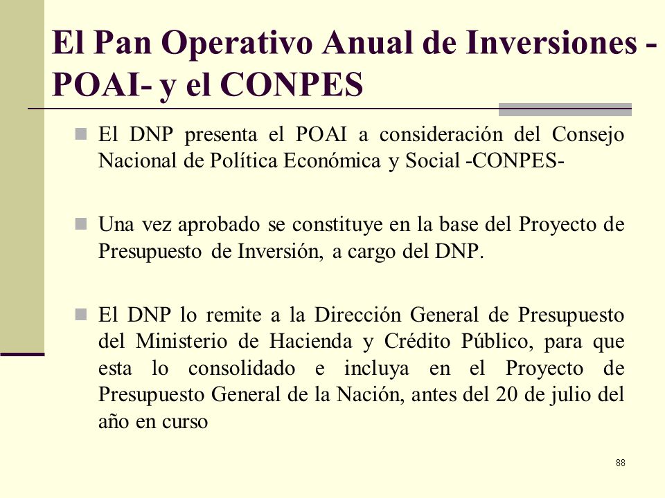 El Pan Operativo Anual de Inversiones -POAI- y el CONPES