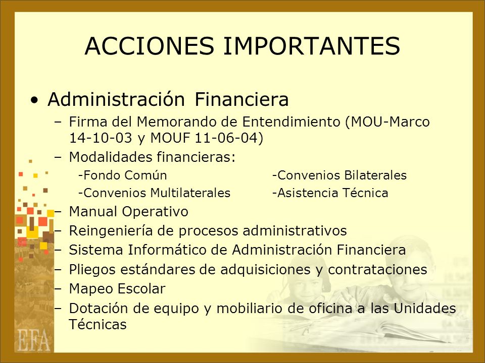 ACCIONES IMPORTANTES Administración Financiera