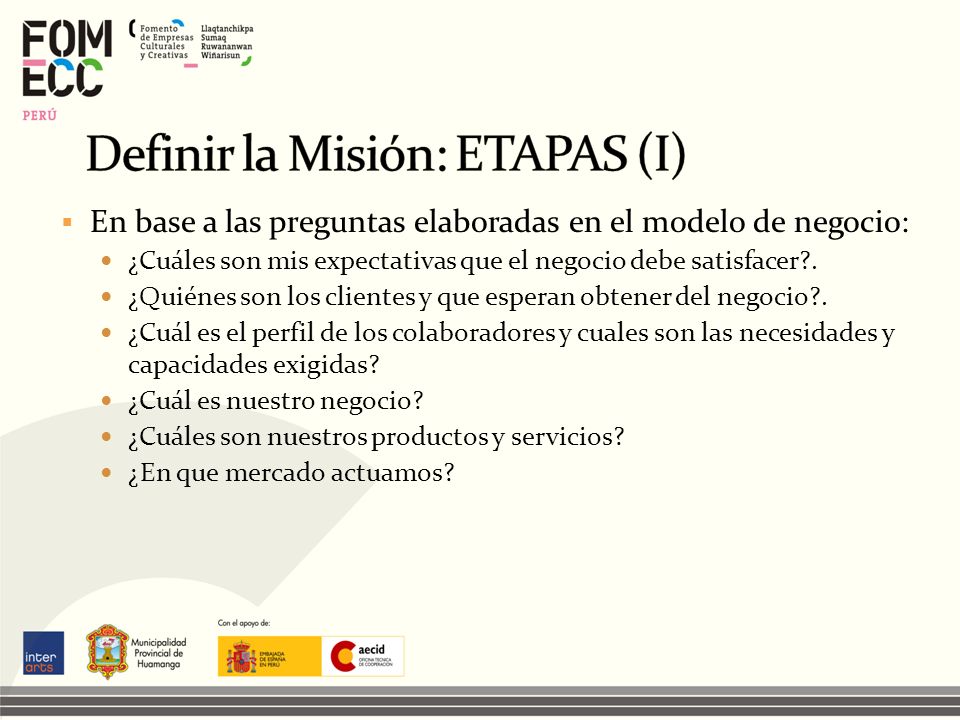 Definir la Misión: ETAPAS (I)