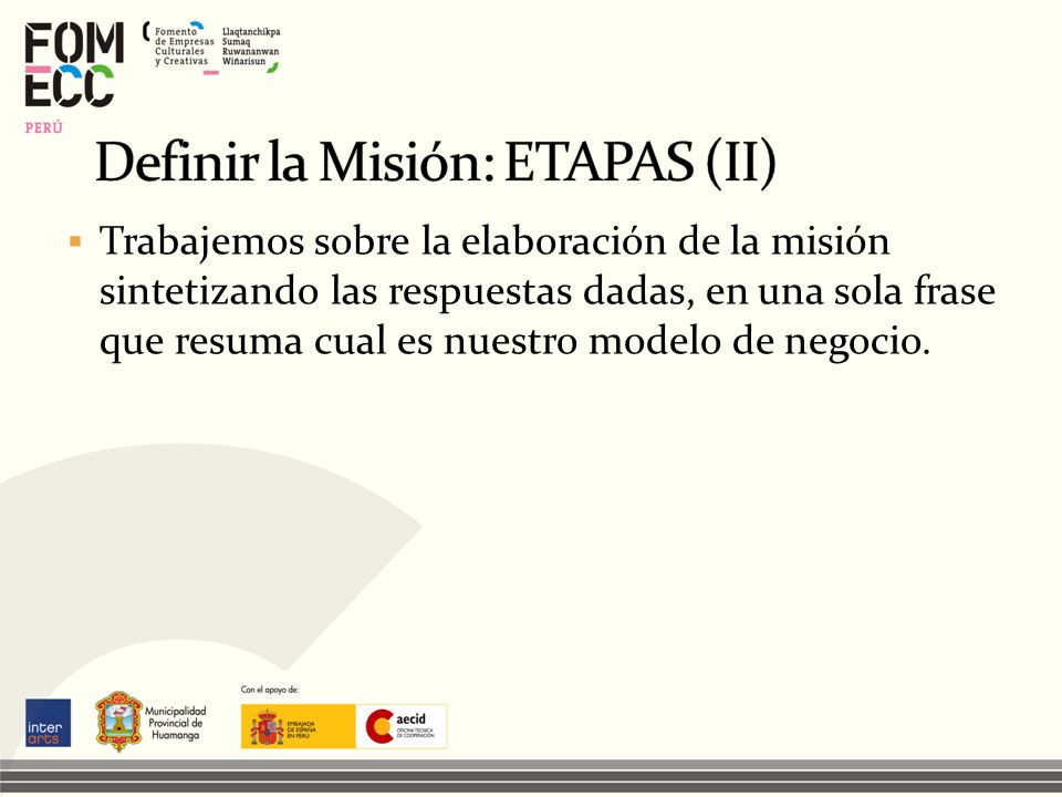 Definir la Misión: ETAPAS (II)