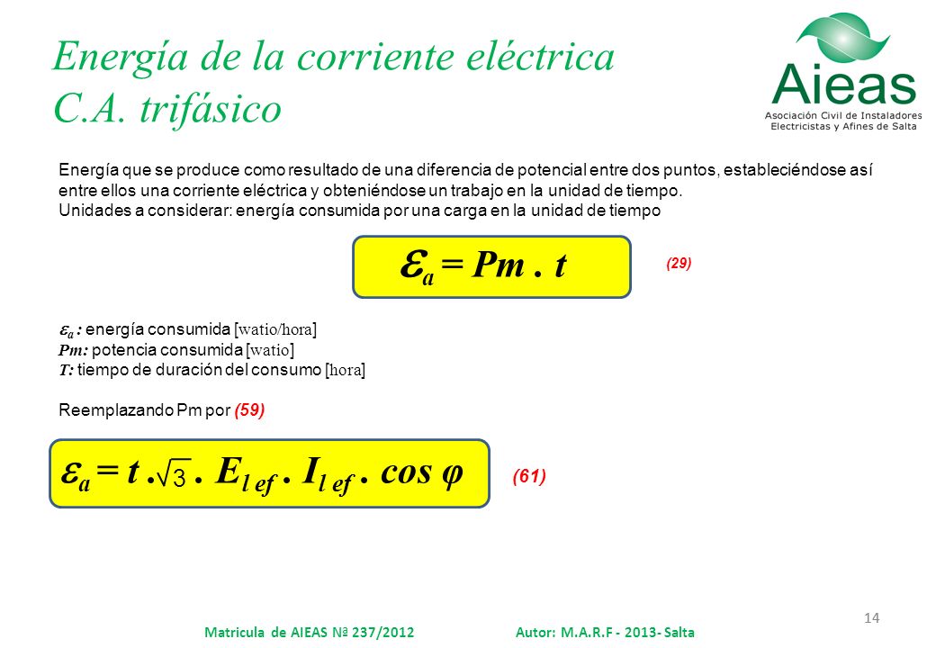 Energía de la corriente eléctrica C.A. trifásico