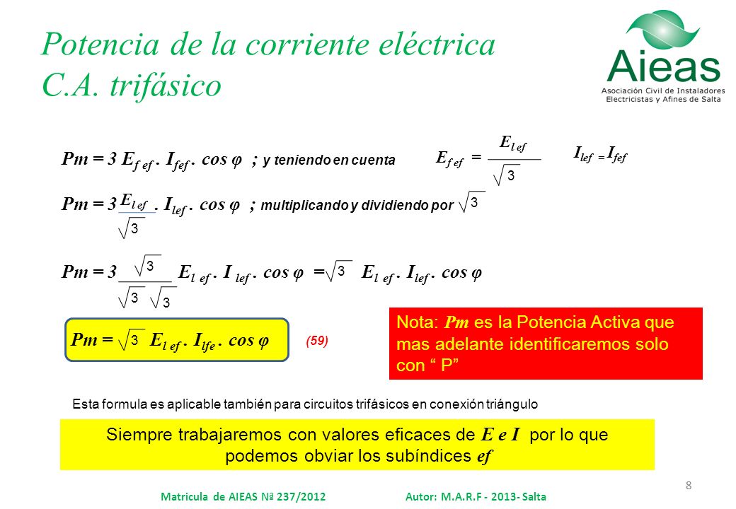 Potencia de la corriente eléctrica C.A. trifásico
