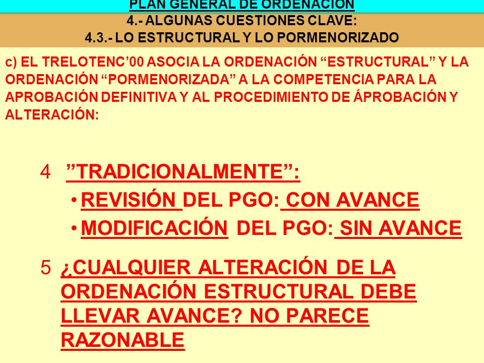 REVISIÓN DEL PGO: CON AVANCE MODIFICACIÓN DEL PGO: SIN AVANCE