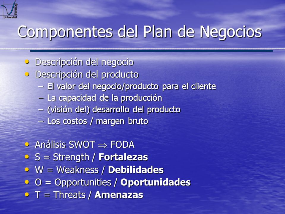 Componentes del Plan de Negocios