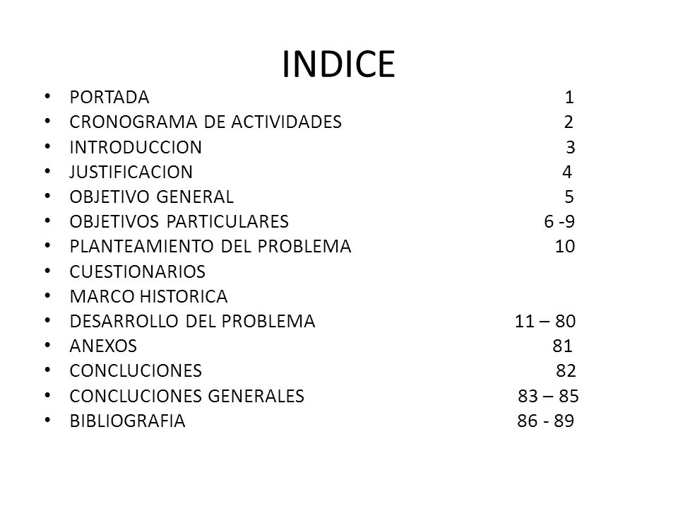 INDICE PORTADA 1 CRONOGRAMA DE ACTIVIDADES 2 INTRODUCCION 3