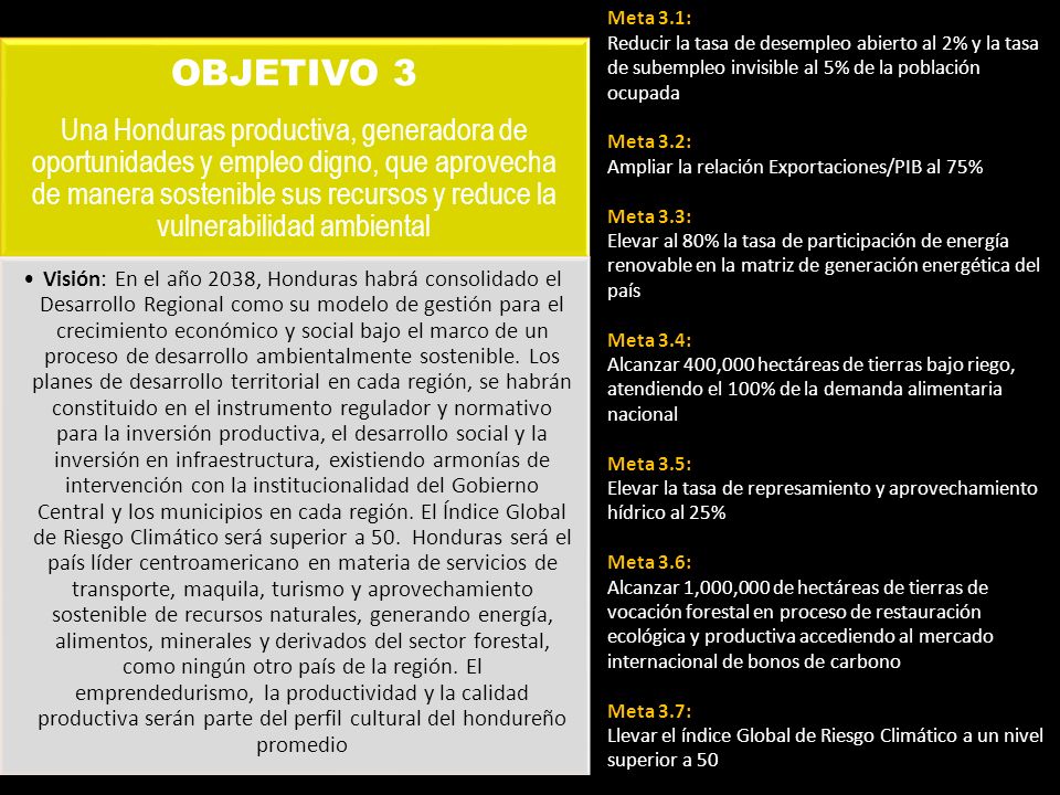 Meta 3.1: Reducir la tasa de desempleo abierto al 2% y la tasa de subempleo invisible al 5% de la población ocupada.