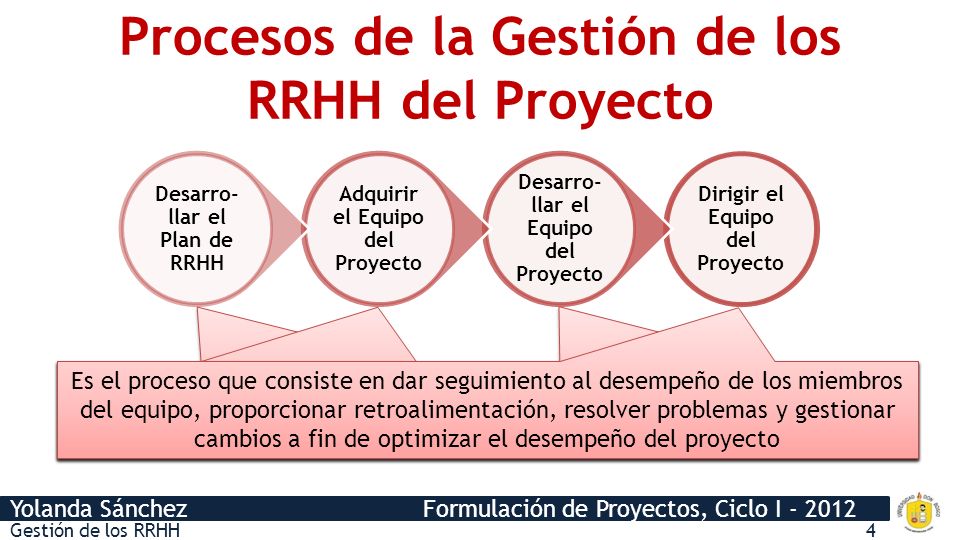 Procesos de la Gestión de los RRHH del Proyecto