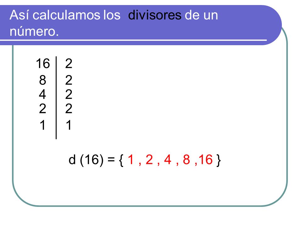 Así calculamos los divisores de un número.