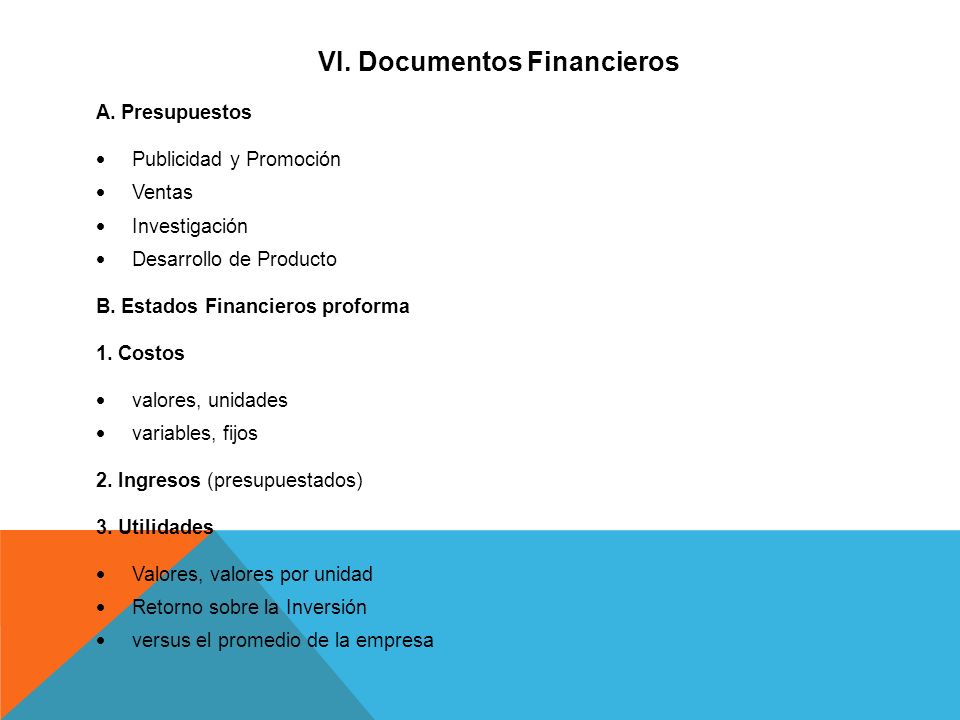 VI. Documentos Financieros