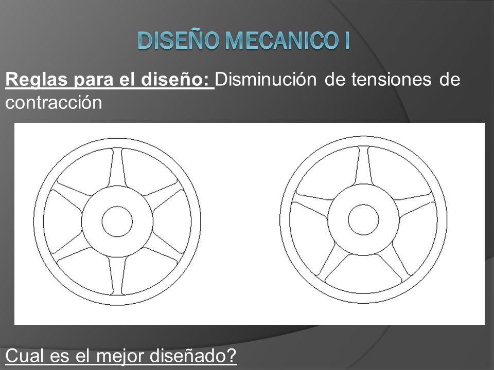 DISEÑO MECANICO I Reglas para el diseño: Disminución de tensiones de contracción.