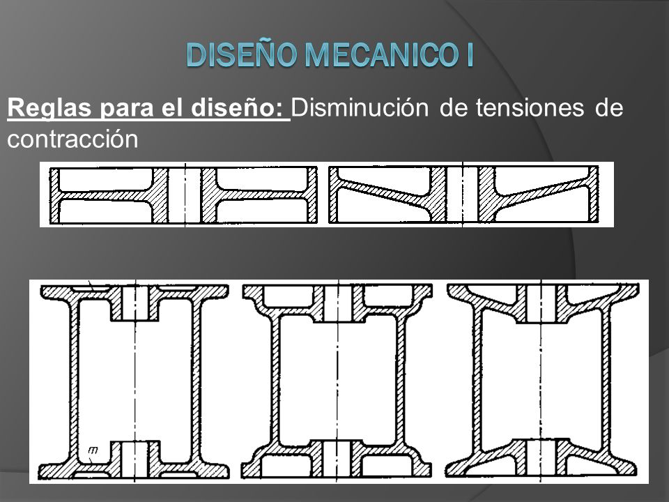 DISEÑO MECANICO I Reglas para el diseño: Disminución de tensiones de contracción