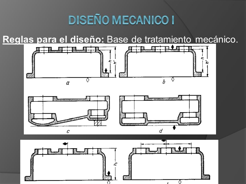 DISEÑO MECANICO I Reglas para el diseño: Base de tratamiento mecánico.