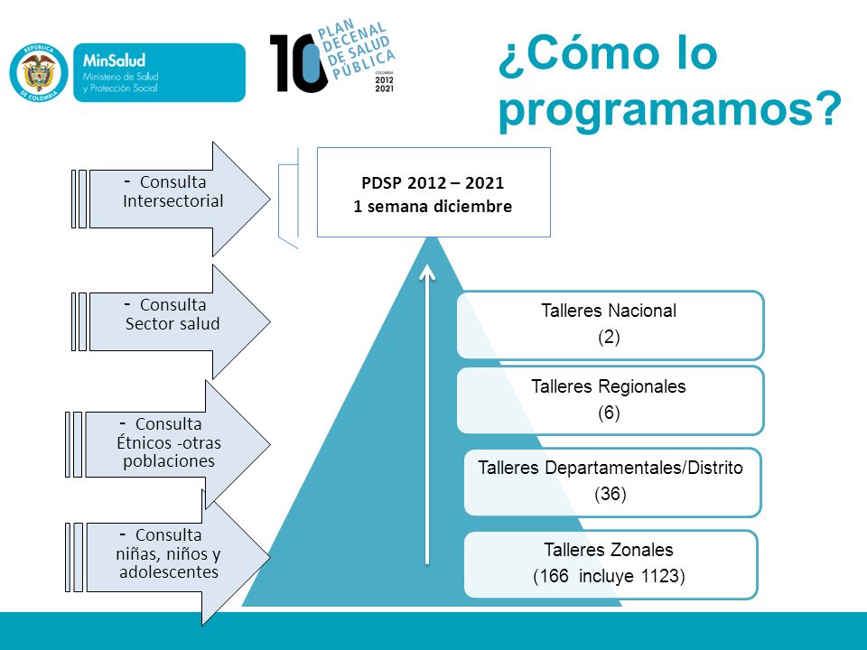 ¿Cómo lo programamos Consulta Intersectorial PDSP 2012 – 2021