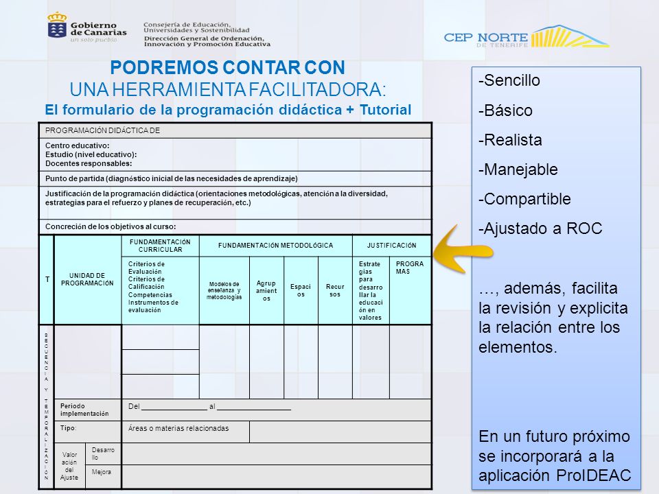 PODREMOS CONTAR CON UNA HERRAMIENTA FACILITADORA: El formulario de la programación didáctica + Tutorial
