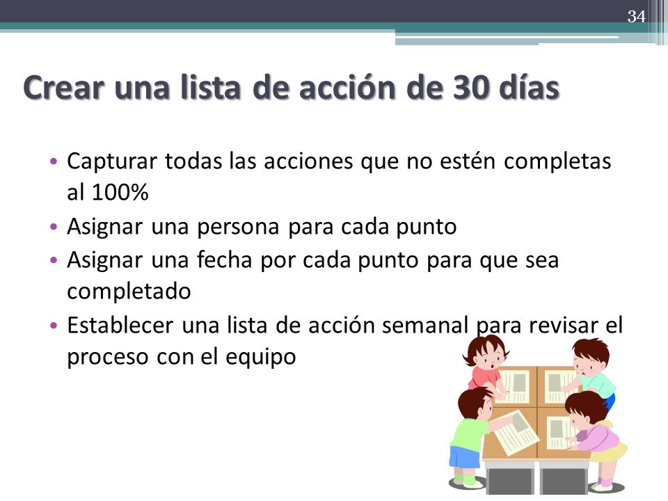 Crear una lista de acción de 30 días