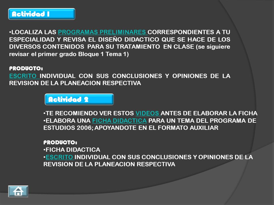LOCALIZA LAS PROGRAMAS PRELIMINARES CORRESPONDIENTES A TU ESPECIALIDAD Y REVISA EL DISEÑO DIDACTICO QUE SE HACE DE LOS DIVERSOS CONTENIDOS PARA SU TRATAMIENTO EN CLASE (se siguiere revisar el primer grado Bloque 1 Tema 1)